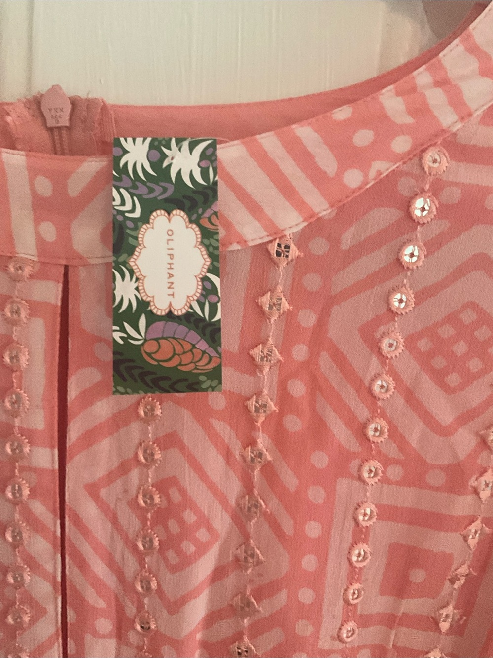 Oliphant Blush Pink Sequin Long Sleeve Maxi Dress